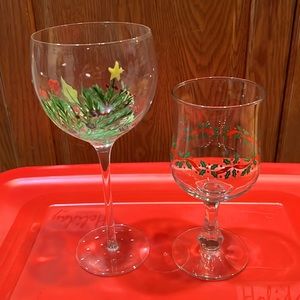 Christmas Wine and water glasses